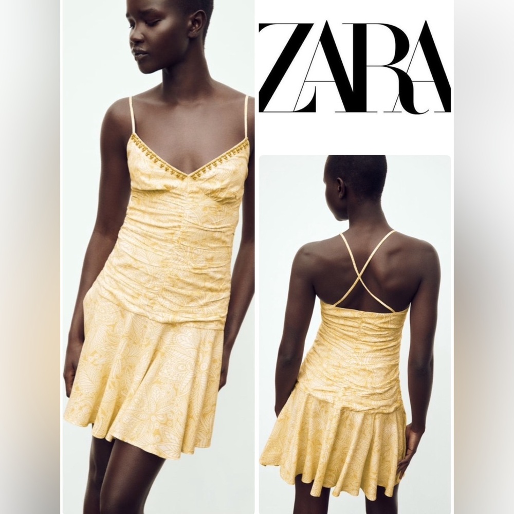 Zara Yellow Spaghetti Strap Dress